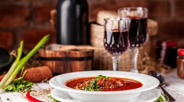 Soupe et vin en hiver