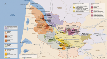 carte des appellations AOC de la région bordelaise