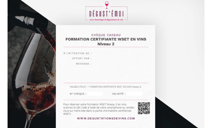 Chèque cadeau formation WSET Niveau 2 en vins